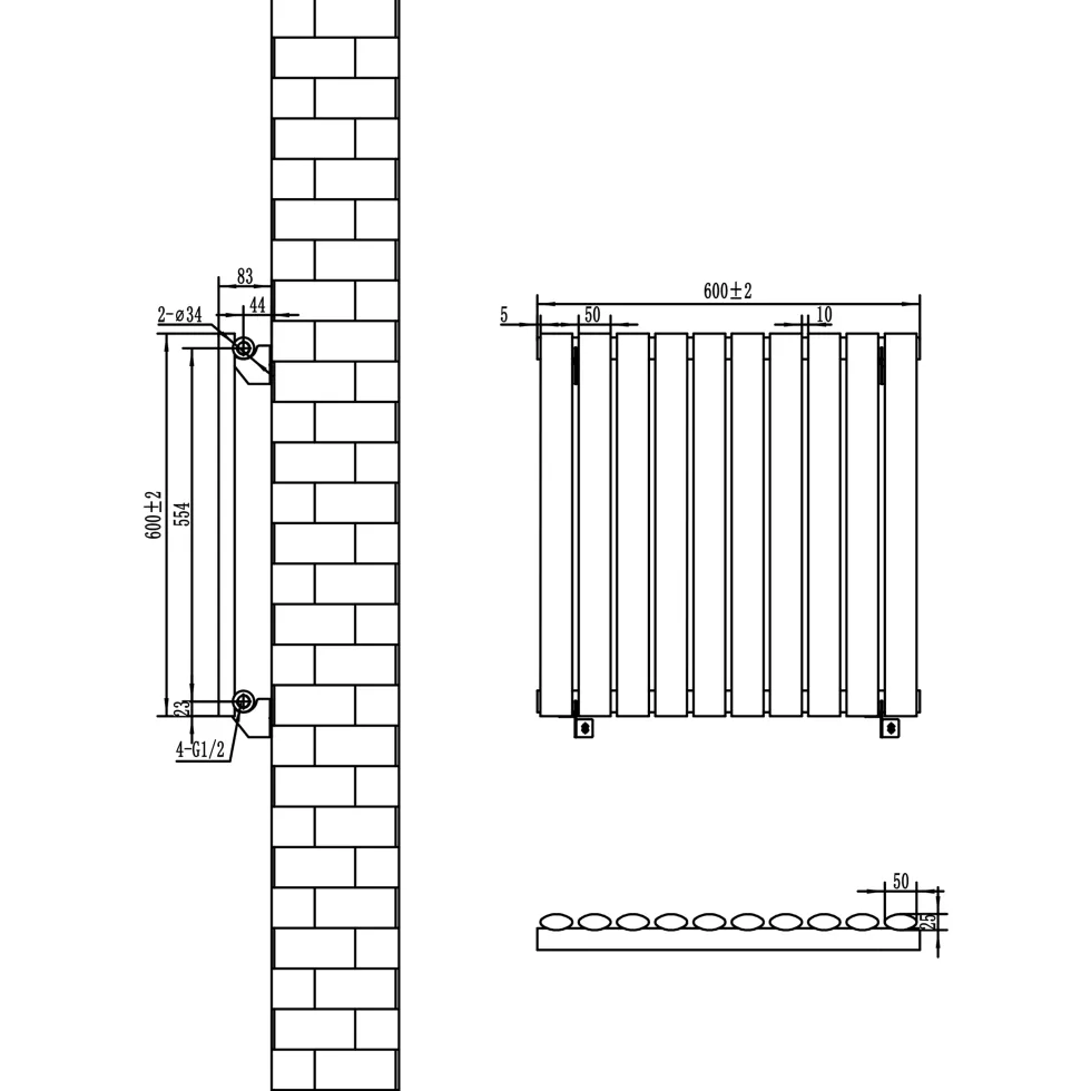 Toasty Ember Anthracite Oval Panel Horizontal Radiator