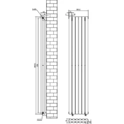 Toasty Ember Anthracite Oval Panel Vertical Radiator