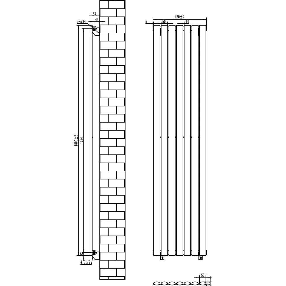 Toasty Ember Anthracite Oval Panel Vertical Radiator