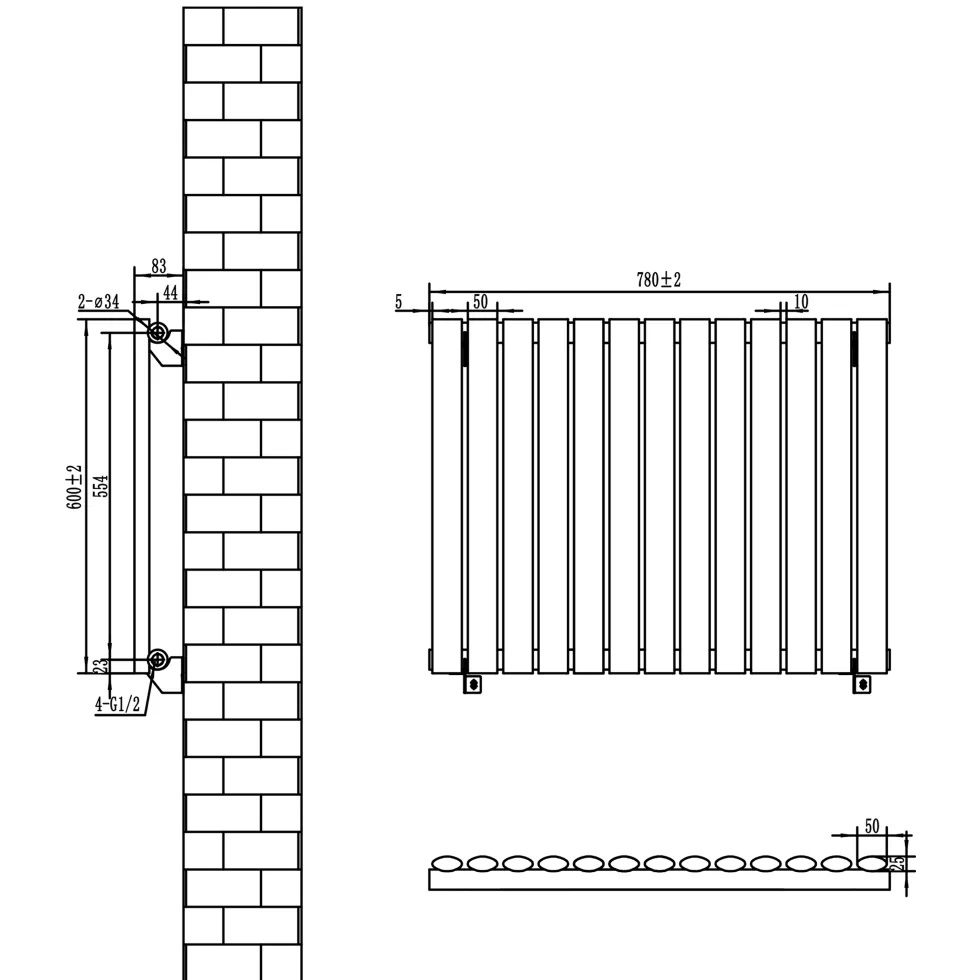 Toasty Ember White Oval Panel Horizontal Radiator