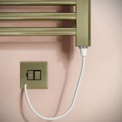 Toasty Glow Brushed Brass 22mm Electric Heated Ladder Towel Rail with Heating Element