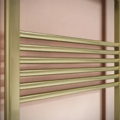Toasty Glow Brushed Brass 22mm Electric Heated Ladder Towel Rail with Heating Element