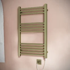 Toasty Glow Brushed Brass 22mm Electric Heated Ladder Towel Rail with Heating Element