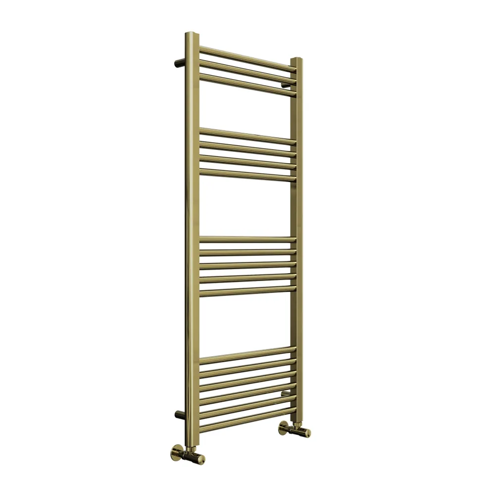 Toasty Glow Brushed Brass 22mm Heated Ladder Towel Rail