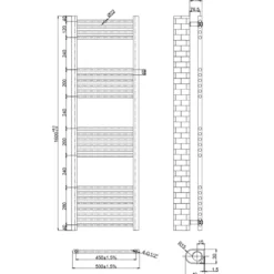 Toasty Glow Brushed Brass 22mm Heated Ladder Towel Rail