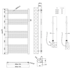 Toasty Glow Chrome 22mm Electric Heated Ladder Towel Rail with Heating Element