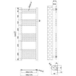 Toasty Glow Chrome 22mm Heated Ladder Towel Rail