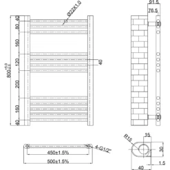 Toasty Glow Chrome 22mm Heated Ladder Towel Rail