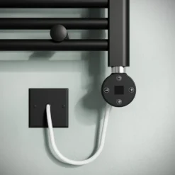 Toasty Glow Matt Black 22mm Electric Heated Ladder Towel Rail with Heating Element