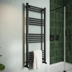 Toasty Glow Matt Black 22mm Heated Ladder Towel Rail