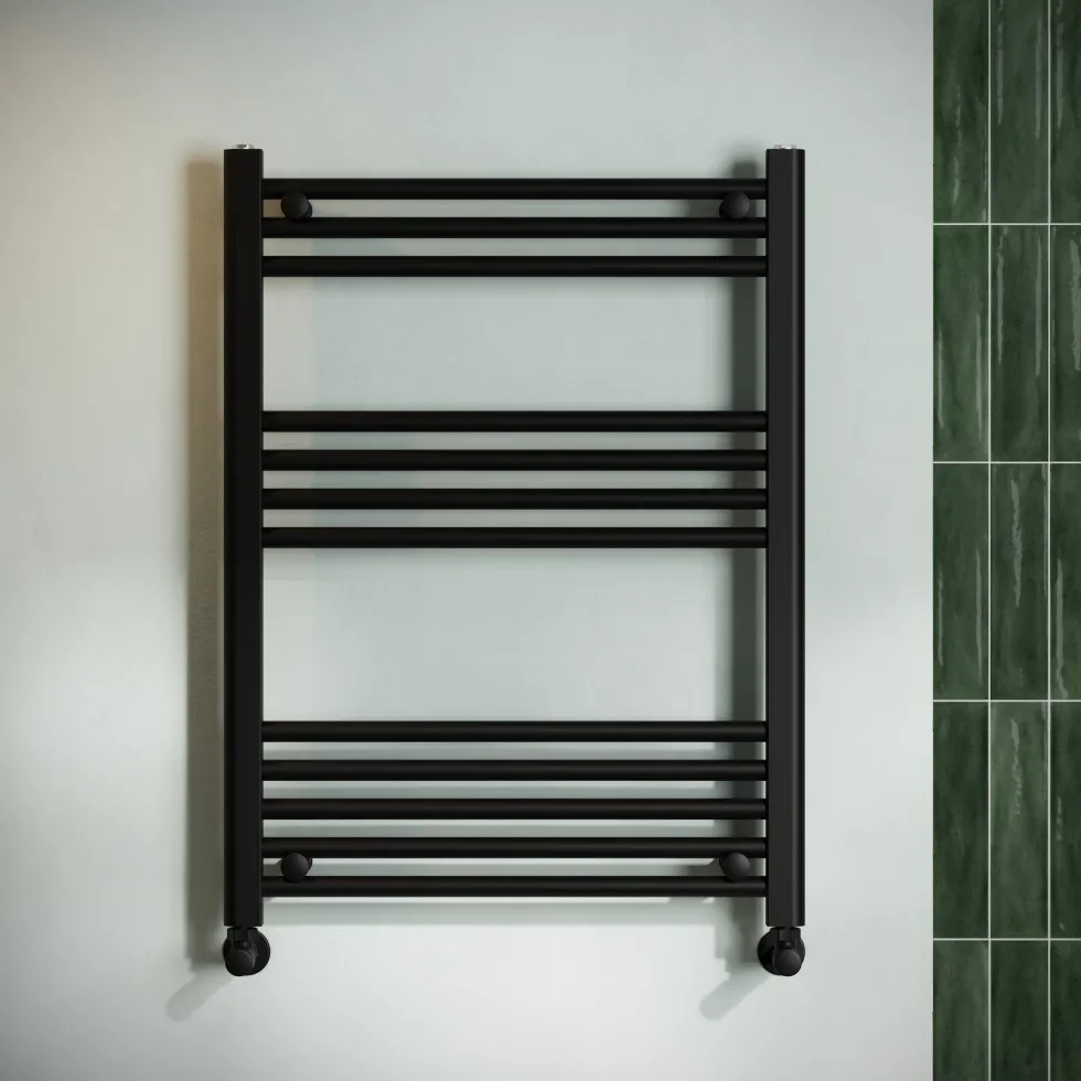 Toasty Glow Matt Black 22mm Heated Ladder Towel Rail
