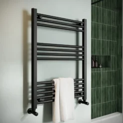 Toasty Glow Matt Black 22mm Heated Ladder Towel Rail