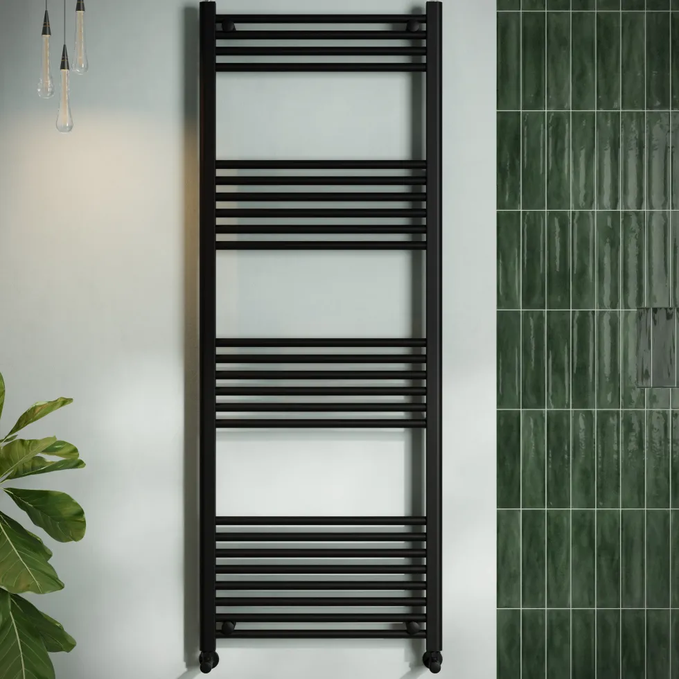 Toasty Glow Matt Black 22mm Heated Ladder Towel Rail