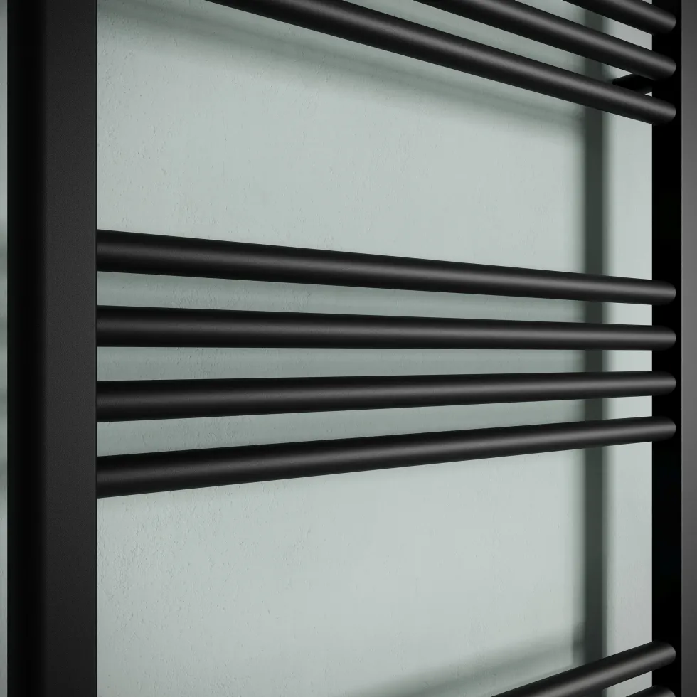Toasty Glow Matt Black 22mm Heated Ladder Towel Rail