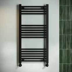 Toasty Glow Matt Black 22mm Heated Ladder Towel Rail