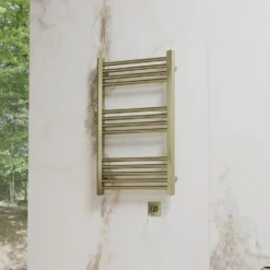 Toasty Glow Premium Brushed Brass 25mm Electric Heated Towel Rail with Heating Element