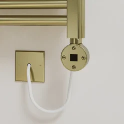 Toasty Glow Premium Brushed Brass 25mm Electric Heated Towel Rail with Heating Element