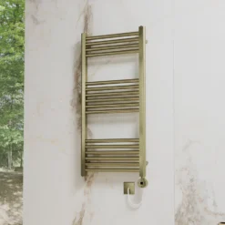 Toasty Glow Premium Brushed Brass 25mm Electric Heated Towel Rail with Heating Element