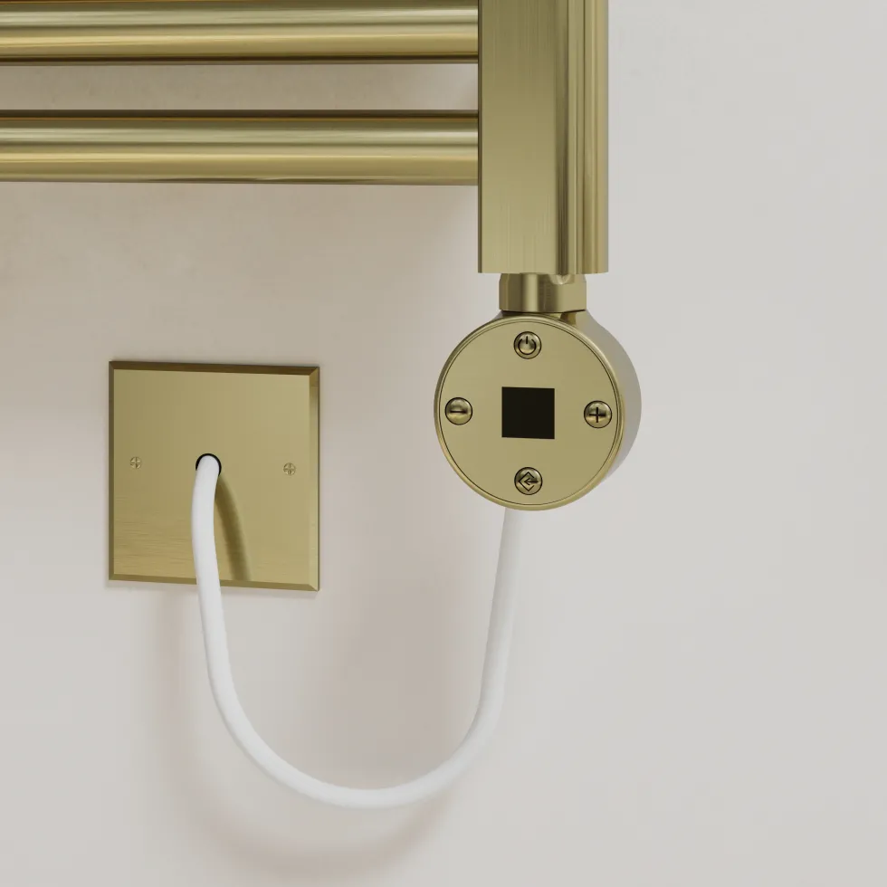 Toasty Glow Premium Brushed Brass 25mm Electric Heated Towel Rail with Heating Element