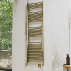 Toasty Glow Premium Brushed Brass 25mm Electric Heated Towel Rail with Heating Element
