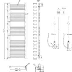 Toasty Glow Premium Brushed Brass 25mm Electric Heated Towel Rail with Heating Element