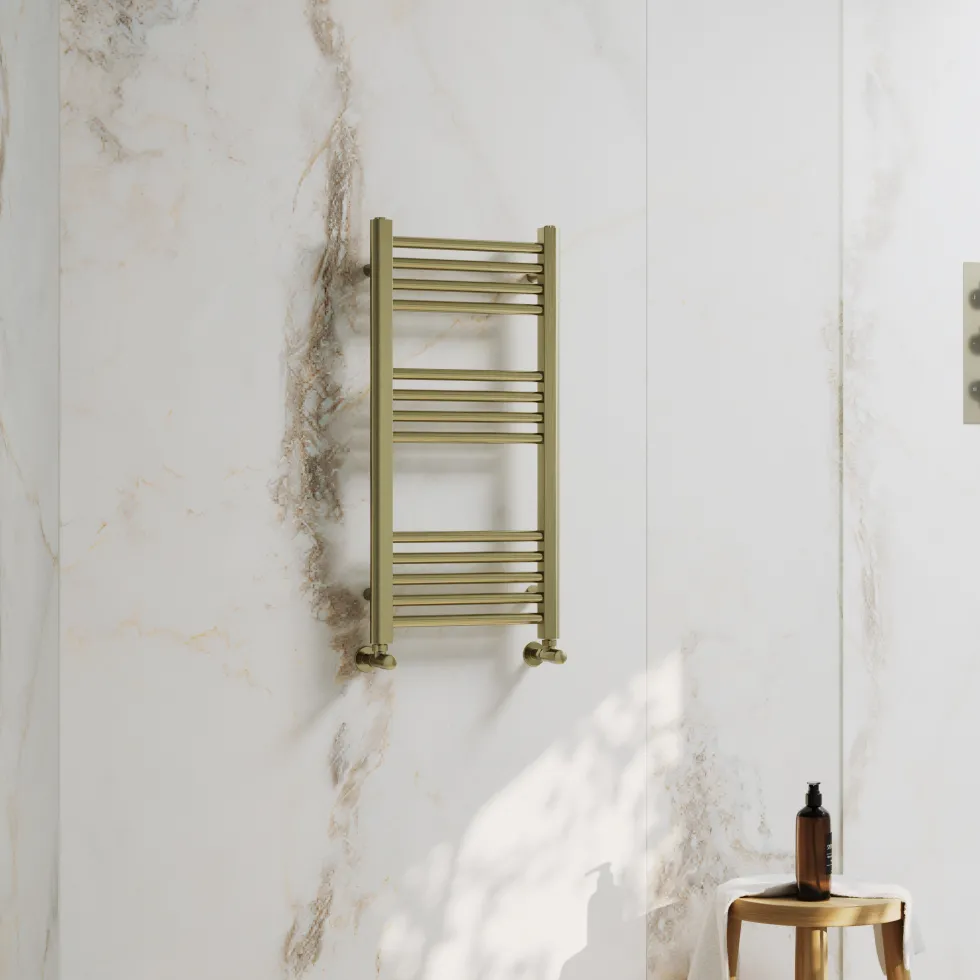 Toasty Glow Premium Brushed Brass 25mm Heated Towel Rail