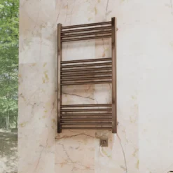 Toasty Glow Premium Brushed Bronze 25mm Electric Heated Towel Rail with Heating Element