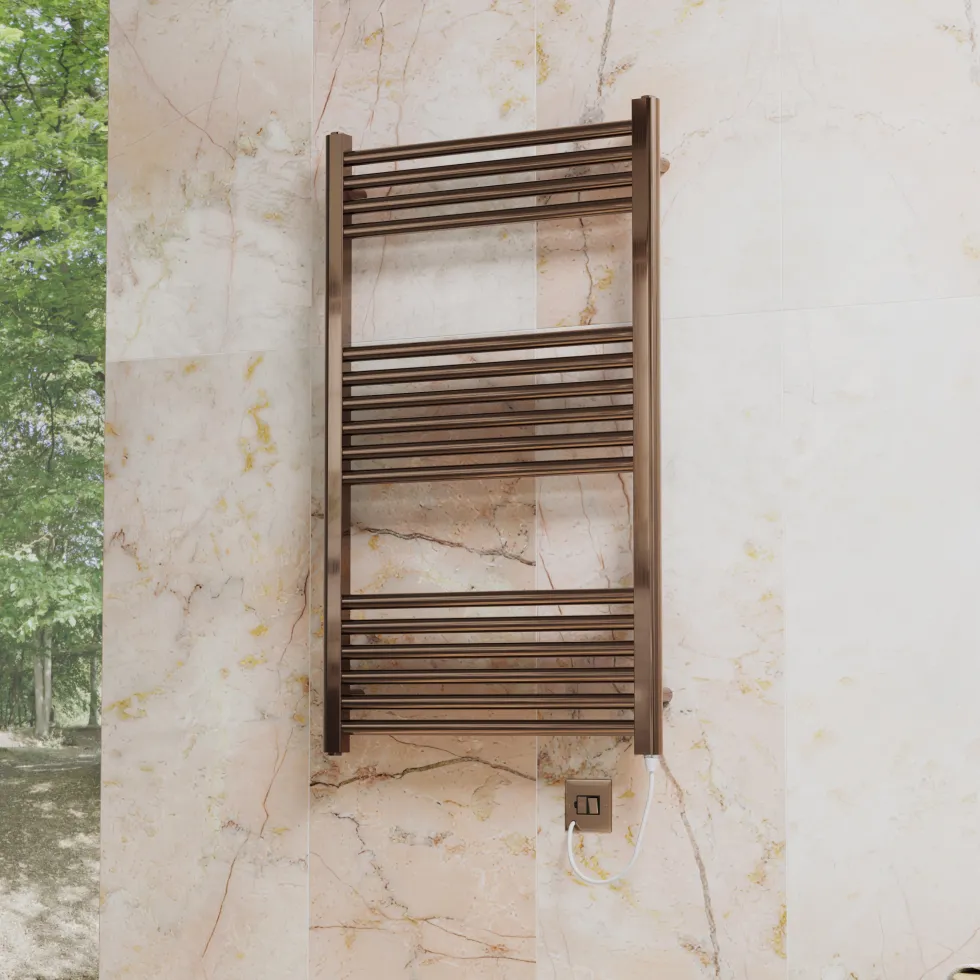 Toasty Glow Premium Brushed Bronze 25mm Electric Heated Towel Rail with Heating Element