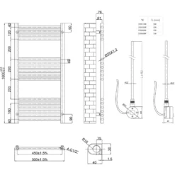 Toasty Glow Premium Brushed Bronze 25mm Electric Heated Towel Rail with Heating Element