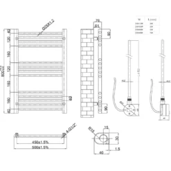 Toasty Glow Premium Brushed Bronze 25mm Electric Heated Towel Rail with Heating Element
