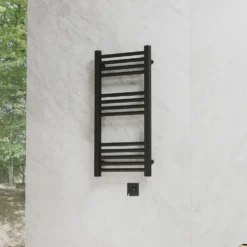 Toasty Glow Premium Matt Black 25mm Electric Heated Towel Rail with Heating Element