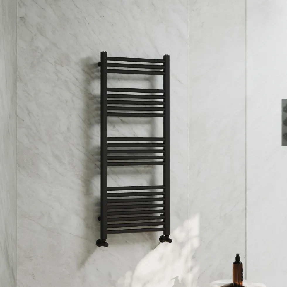 Toasty Glow Premium Matt Black 25mm Heated Towel Rail