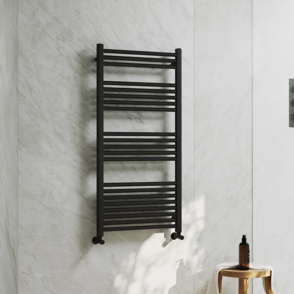 Toasty Glow Premium Matt Black 25mm Heated Towel Rail