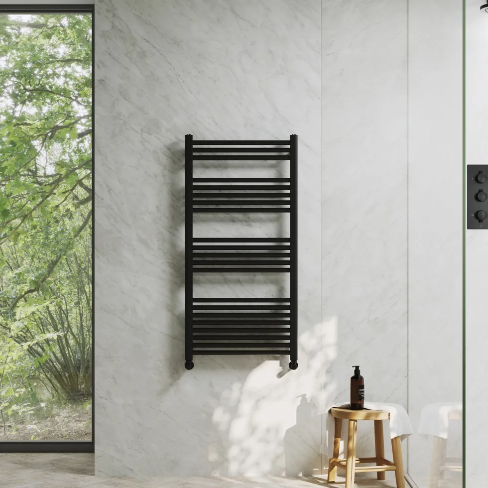Toasty Glow Premium Matt Black 25mm Heated Towel Rail