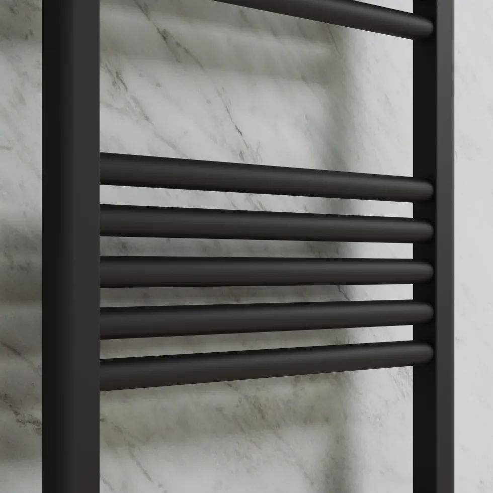 Toasty Glow Premium Matt Black 25mm Heated Towel Rail