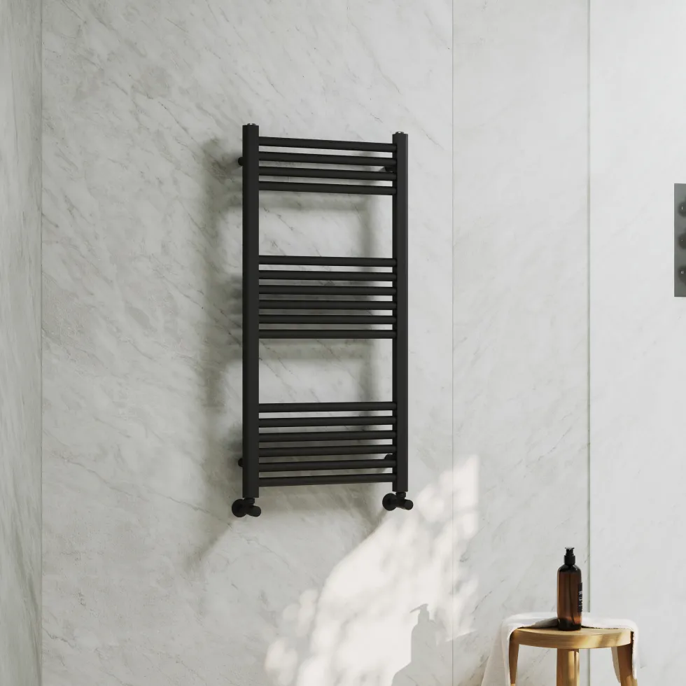 Toasty Glow Premium Matt Black 25mm Heated Towel Rail