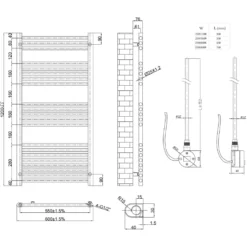 Toasty Glow Premium Matt White 25mm Electric Heated Towel Rail with Heating Element