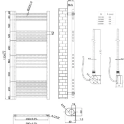 Toasty Glow White 22mm Electric Heated Ladder Towel Rail with Heating Element