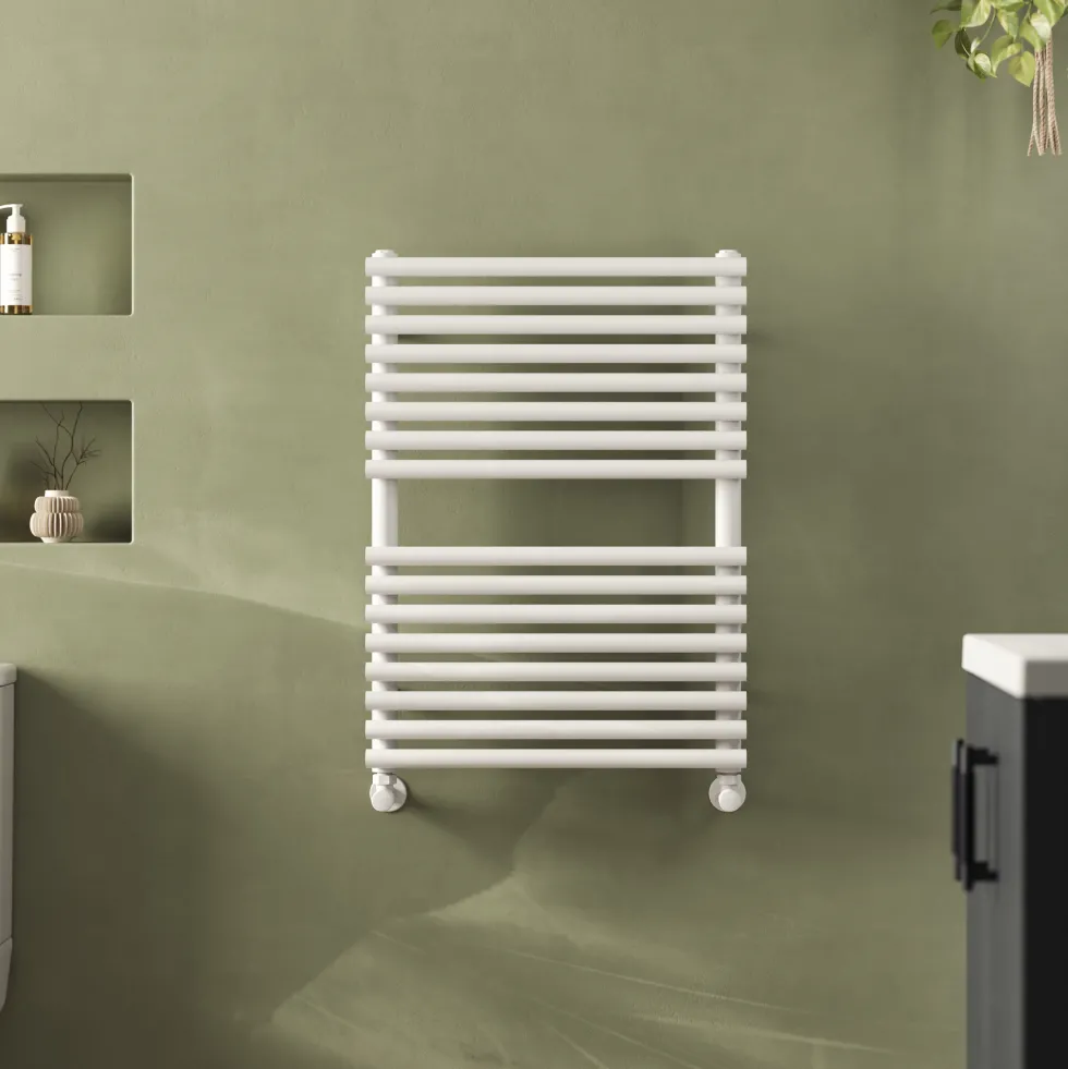 Toasty Halo Matt White Bar on Bar Heated Towel Rail