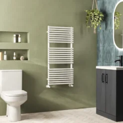Toasty Halo Matt White Bar on Bar Heated Towel Rail