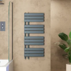 Toasty Haven Anthracite Flat Panel Offset Heated Towel Rail