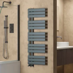 Toasty Haven Anthracite Flat Panel Offset Heated Towel Rail