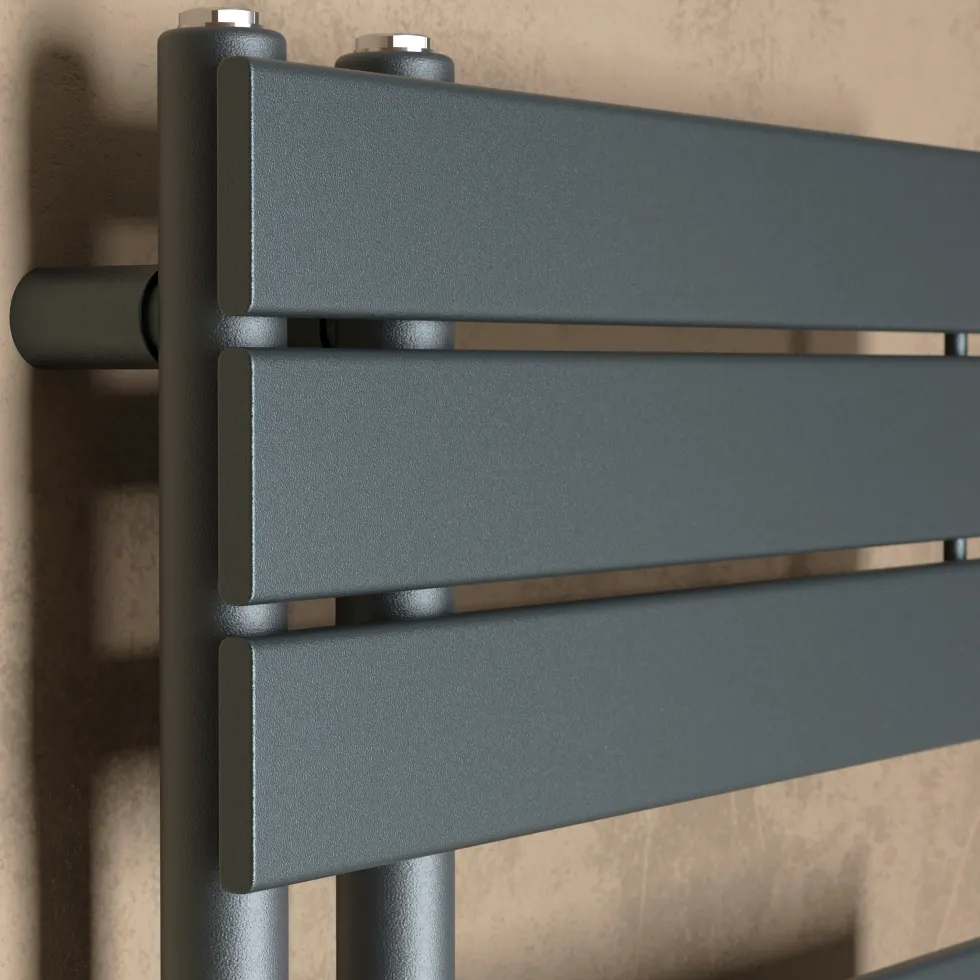 Toasty Haven Anthracite Flat Panel Offset Heated Towel Rail