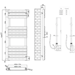 Toasty Hush Anthracite Electric Flat Panel Heated Towel Rail with Heating Element
