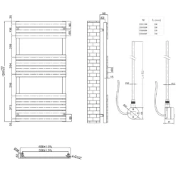 Toasty Hush Anthracite Electric Flat Panel Heated Towel Rail with Heating Element