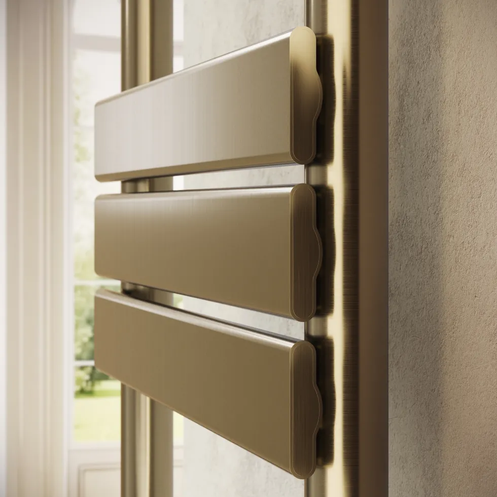 Toasty Hush Brushed Brass Electric Flat Panel Heated Towel Rail with Heating Element
