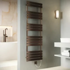 Toasty Hush Brushed Bronze Electric Flat Panel Heated Towel Rail with Heating Element