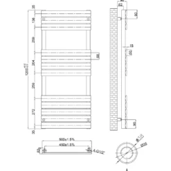 Toasty Hush Brushed Bronze Flat Panel Heated Towel Rail