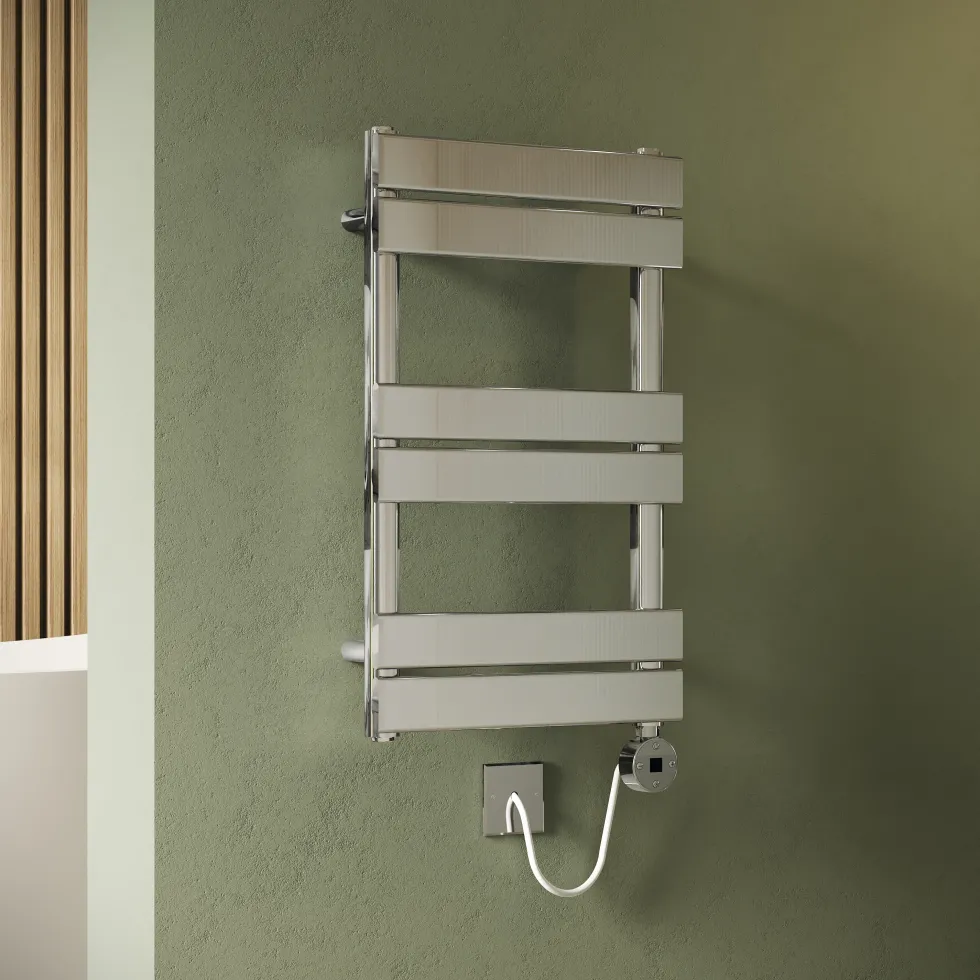 Toasty Hush Chrome Electric Flat Panel Heated Towel Rail with Heating Element