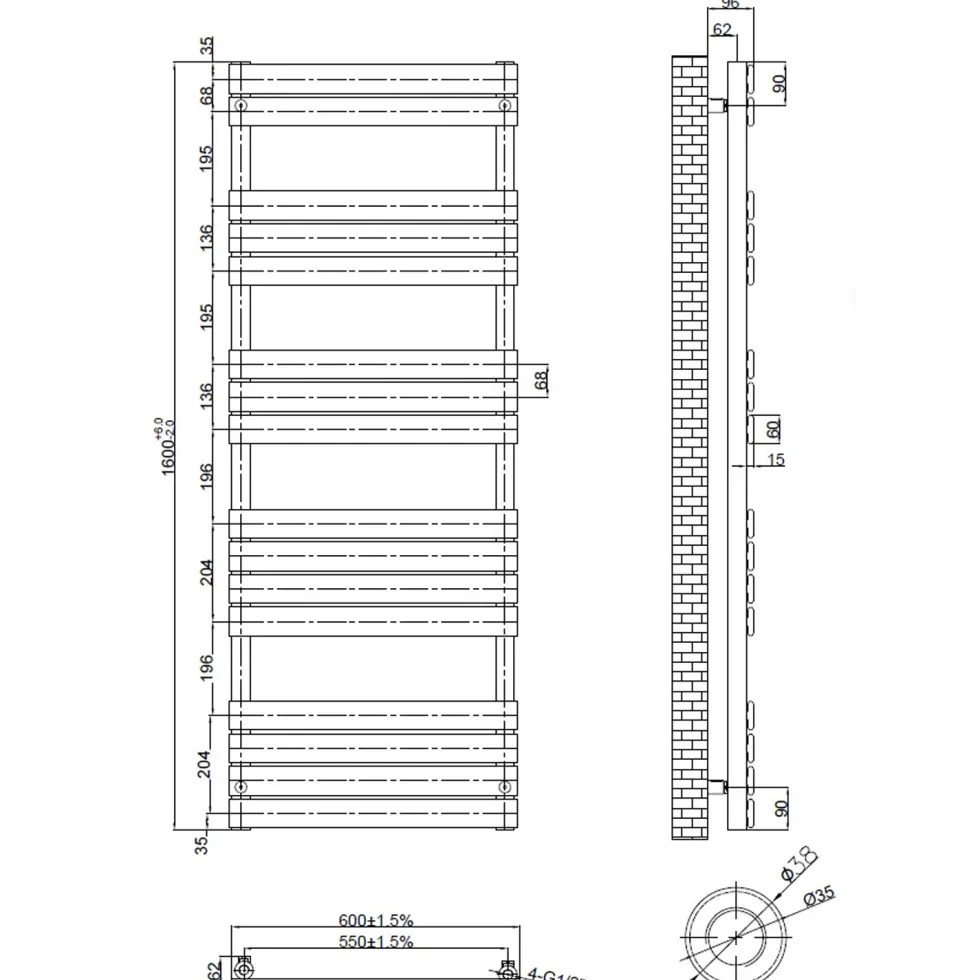 Toasty Hush Chrome Flat Panel Heated Towel Rail